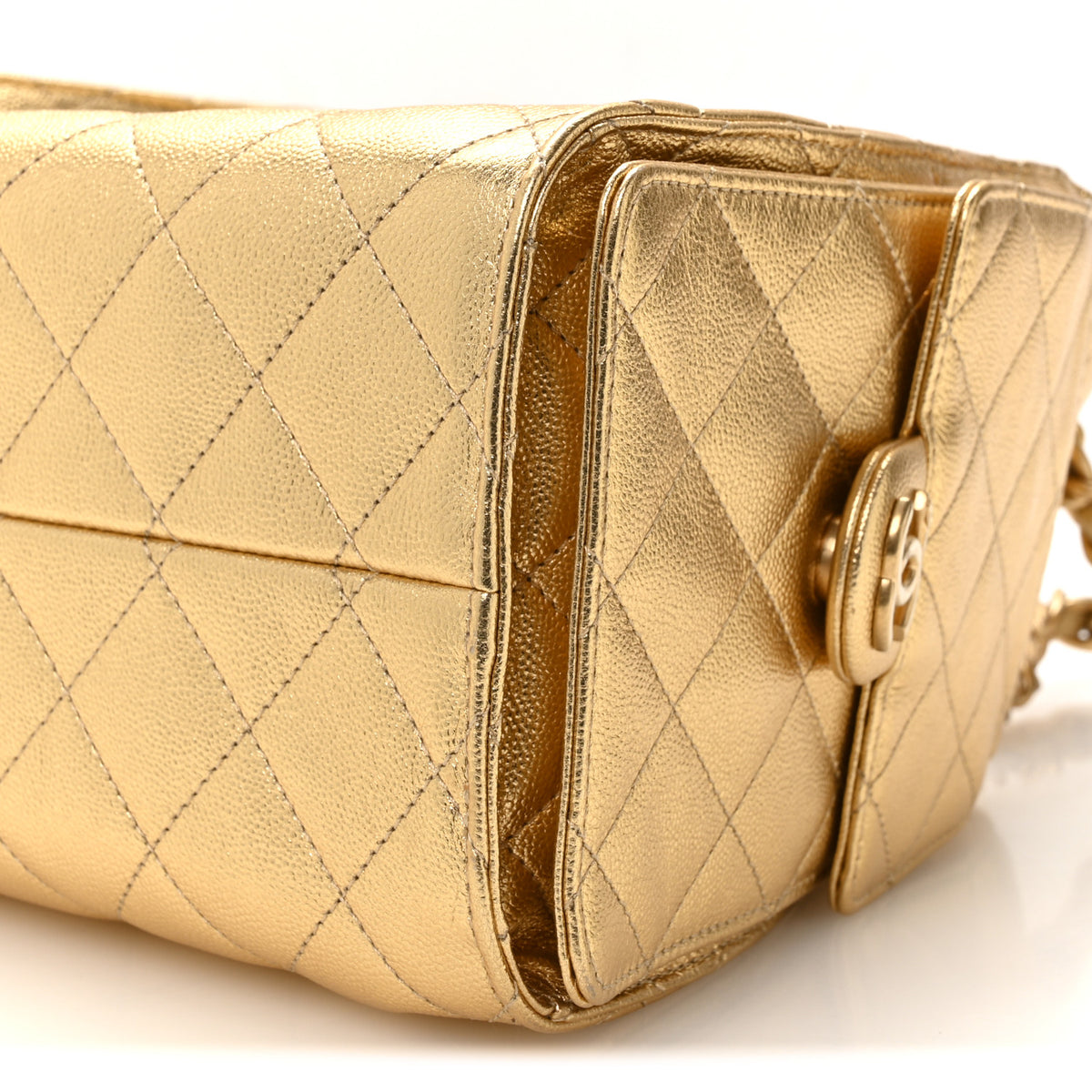 Chanel Metallic Caviar Quilted Small Chanel 25 Handbag Gold 10 of 11