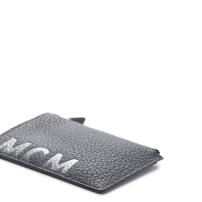 MCM Grained Calfskin Logo Zip Card Case Wallet Black 7 of 9