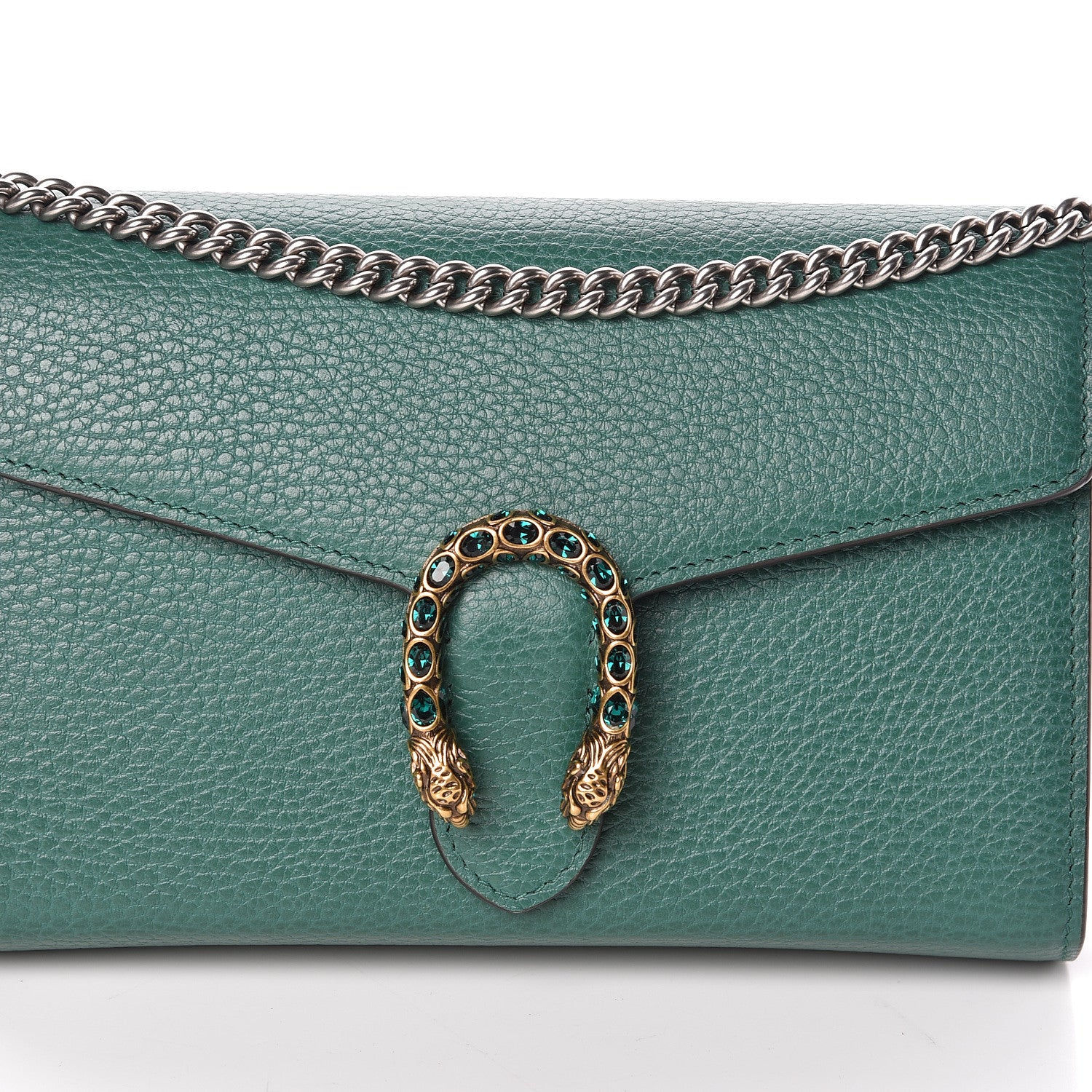 Gucci Calfskin Mini Dionysus Chain Wallet Emerald 7 of 9