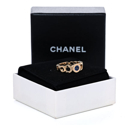 Chanel 18K Yellow Gold Blue Sapphire Coco Band Ring 5 of 5