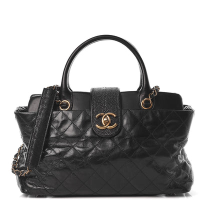 Chanel Glazed Calfskin Stingray Bindi CC Tote Black 1 of 13