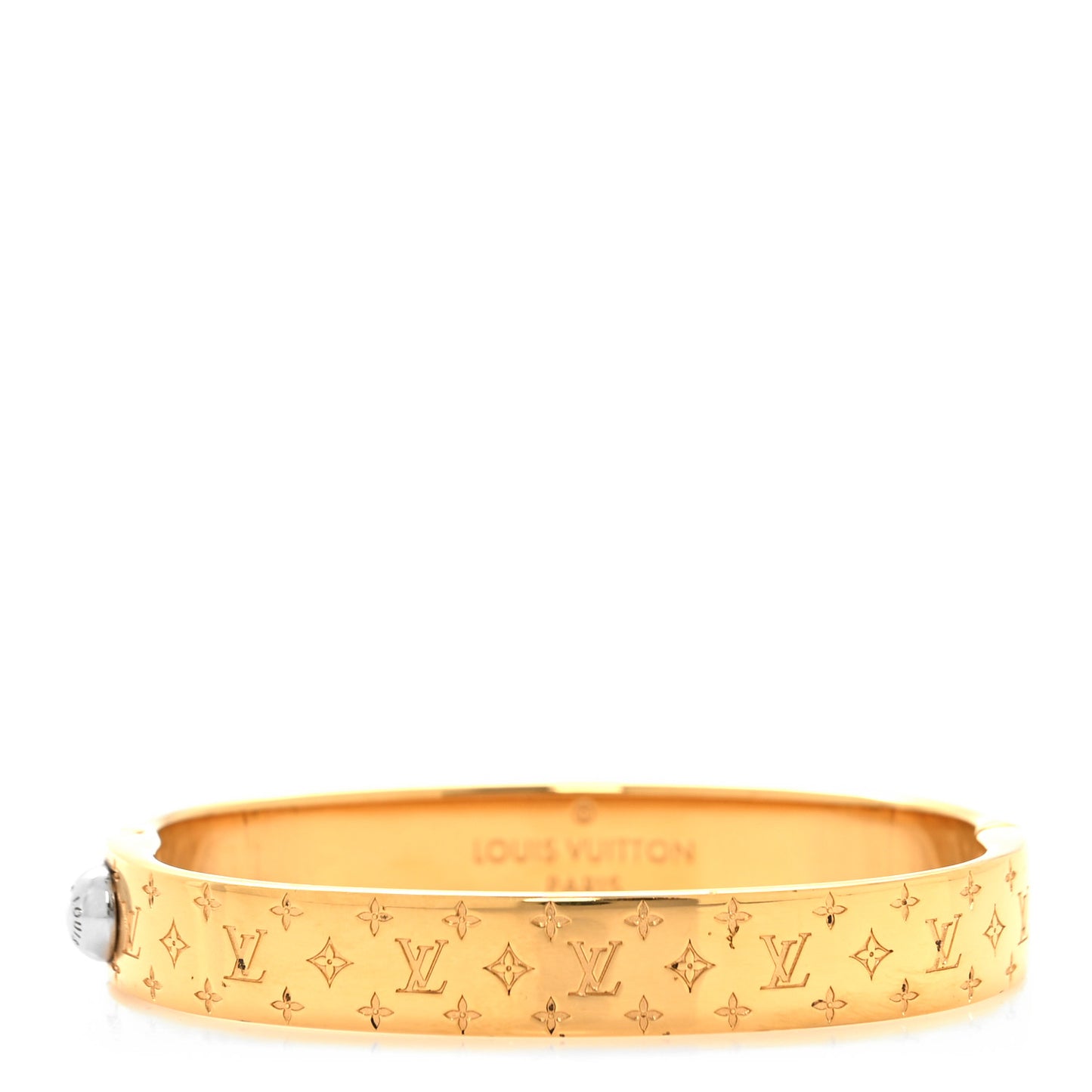 LOUIS VUITTON Brass Monogram Nanogram Cuff S Gold