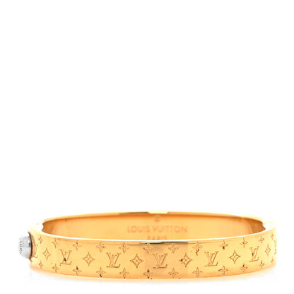 Louis Vuitton LOUIS VUITTON Brass Monogram Nanogram Cuff S Gold 1 of 8