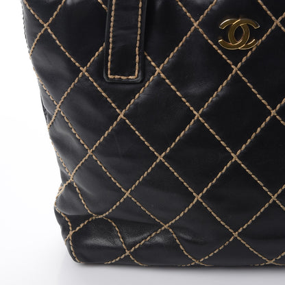 Chanel Calfskin Contrast Stitch Surpique Tote Black 10 of 12
