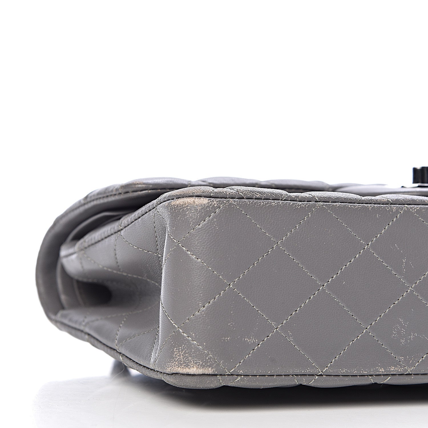 Chanel Lambskin Quilted Medium Double Flap Grey 13 of 21