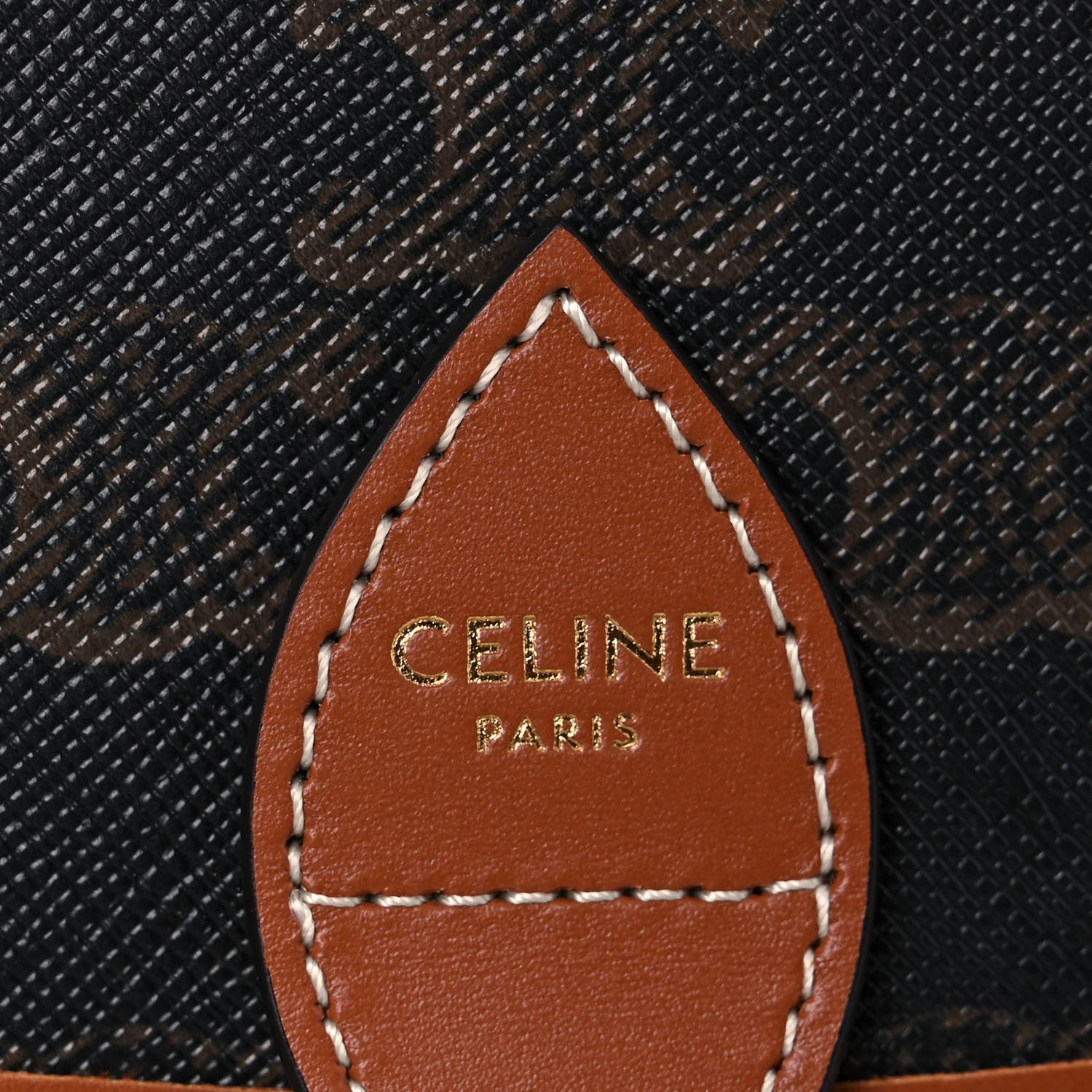 Celine Triomphe Canvas Medium Folco Bag Tan 7 of 8