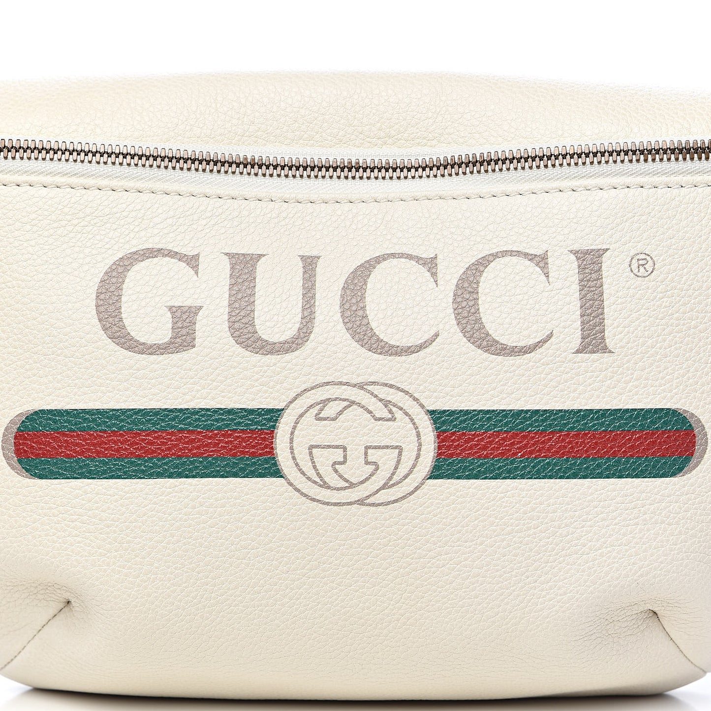 Grained Calfskin Small Logo Belt Bag White