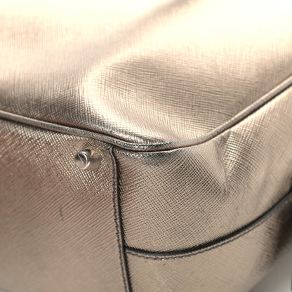 Prada Metallic Saffiano Lux Bowler Pirite 11 of 18