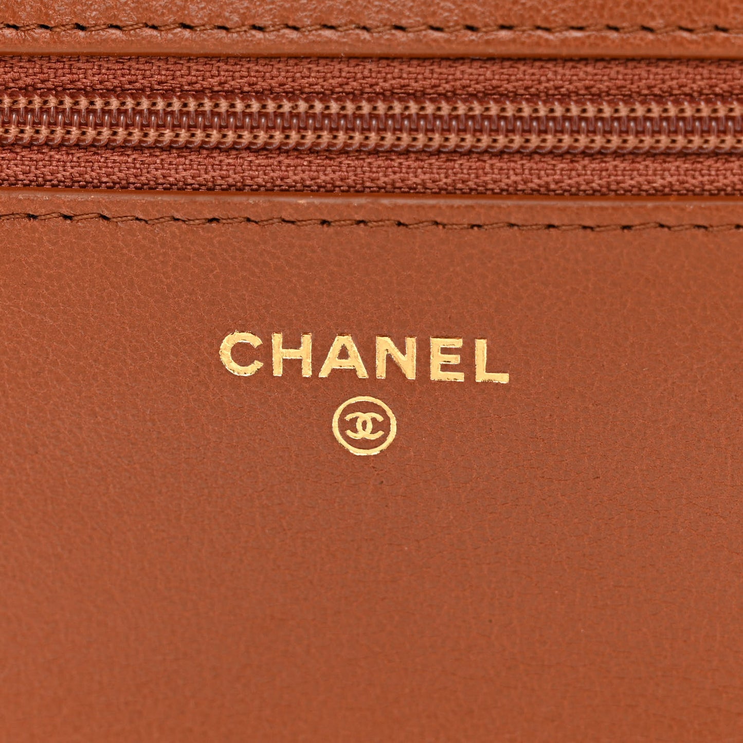 Lambskin Quilted Chanel 19 Wallet On Chain WOC Light Brown