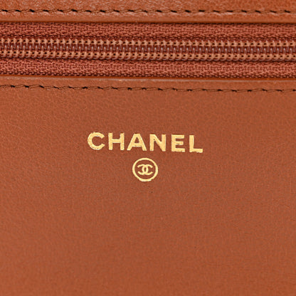 Chanel Lambskin Quilted Chanel 19 Wallet On Chain WOC Light Brown 6 of 14