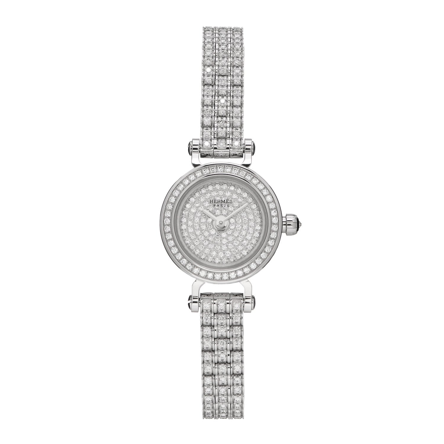 Hermes 18K White Gold Diamond Pave 16mm Faubourg Quartz Watch 1 of 5