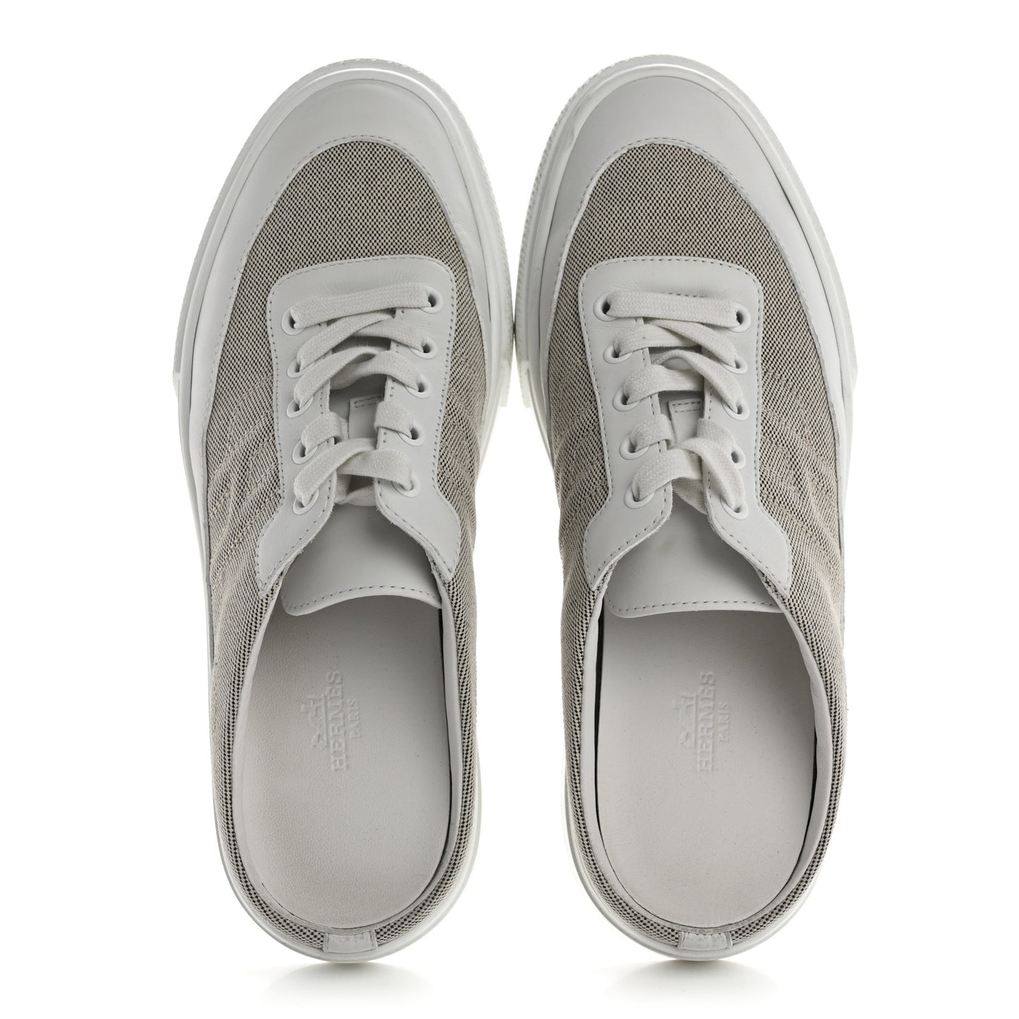 Calfskin H Canvas Keep Mule Sneakers 39.5 Prunoir White