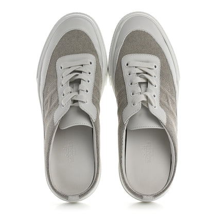 Hermes Calfskin H Canvas Keep Mule Sneakers 39.5 Prunoir White 2 of 12