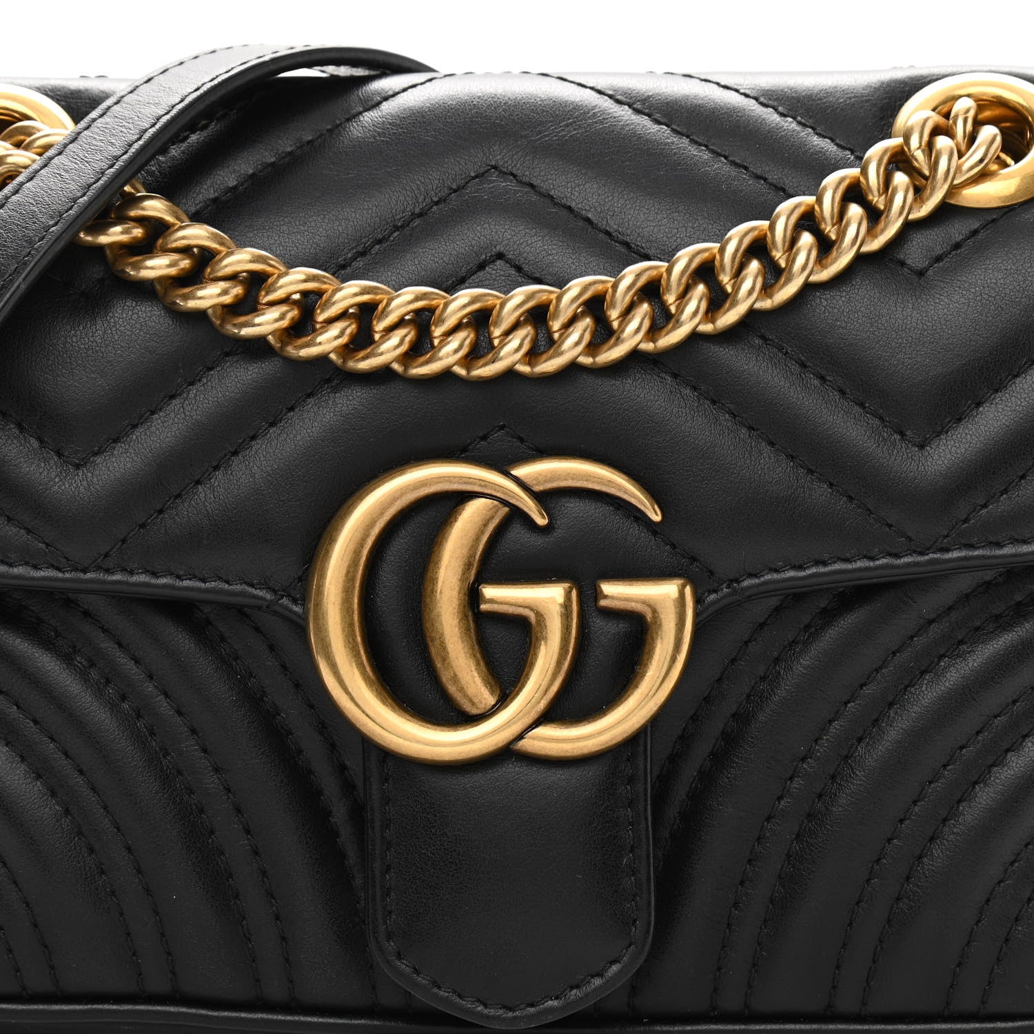 Gucci Calfskin Matelasse Mini GG Marmont Shoulder Bag Black 10 of 12