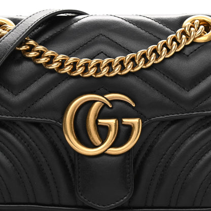 Gucci Calfskin Matelasse Mini GG Marmont Shoulder Bag Black 10 of 12