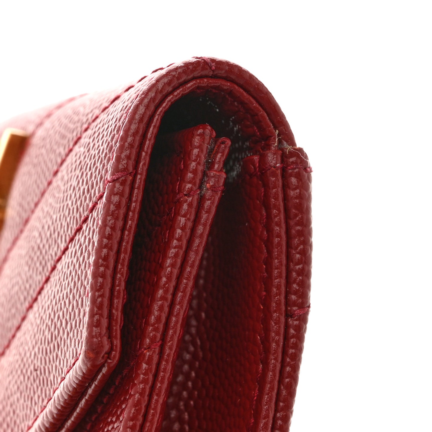 Grain De Poudre Matelasse Chevron Small Monogram Envelope Wallet Bordeaux
