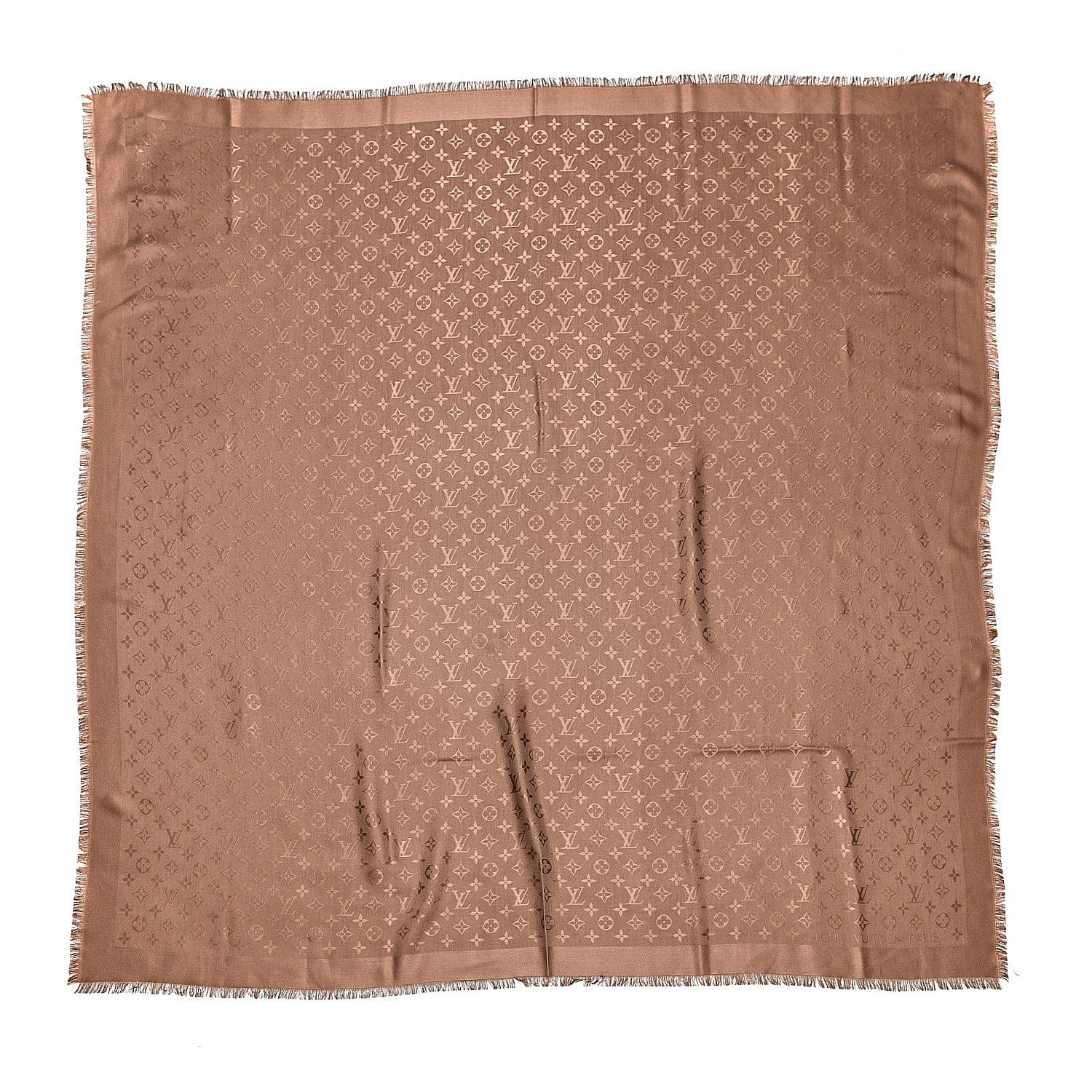 Louis Vuitton Silk Wool Monogram Shawl Cappuccino 1 of 4