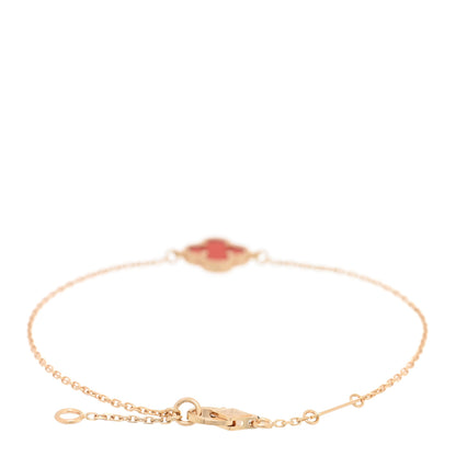 Van Cleef & Arpels 18K Rose Gold Carnelian Sweet Alhambra Bracelet 2 of 3
