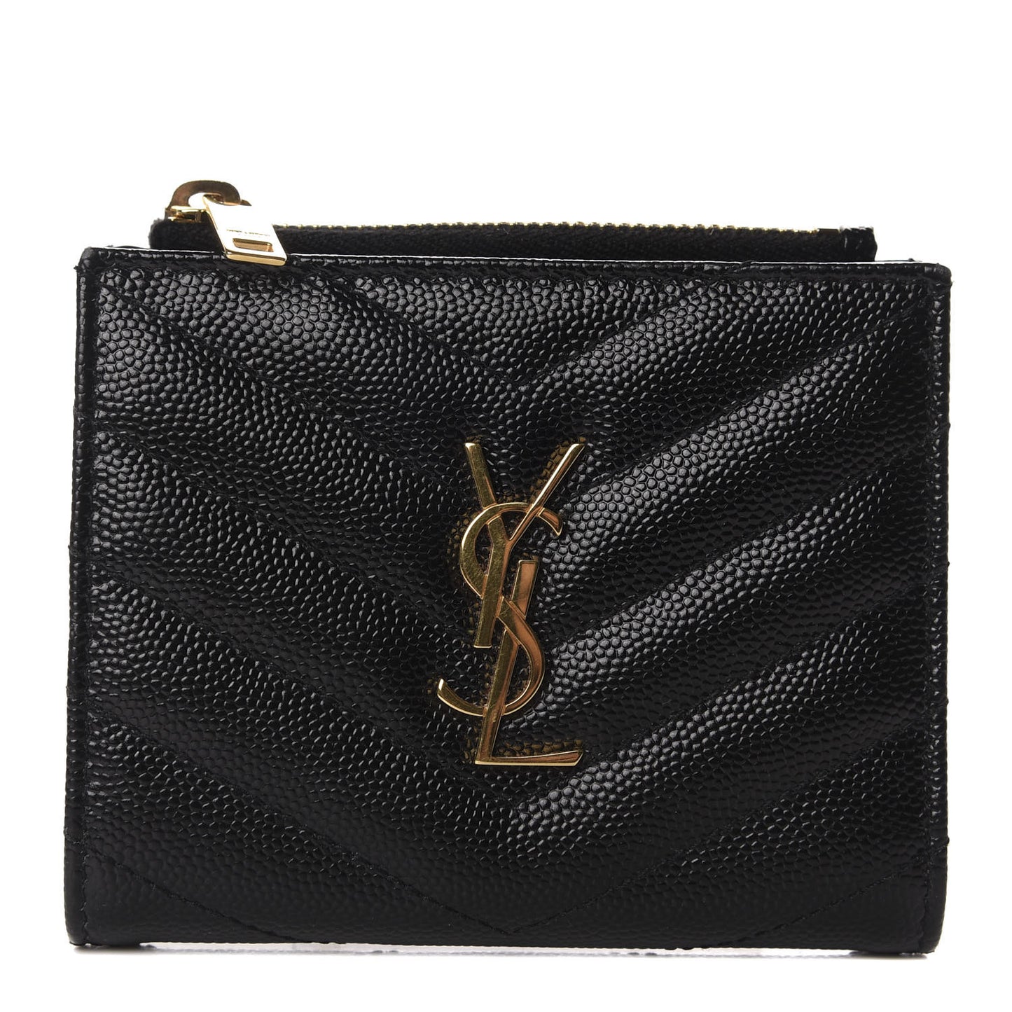 Grain De Poudre Matelasse Chevron Monogram Zipped Card Case Black