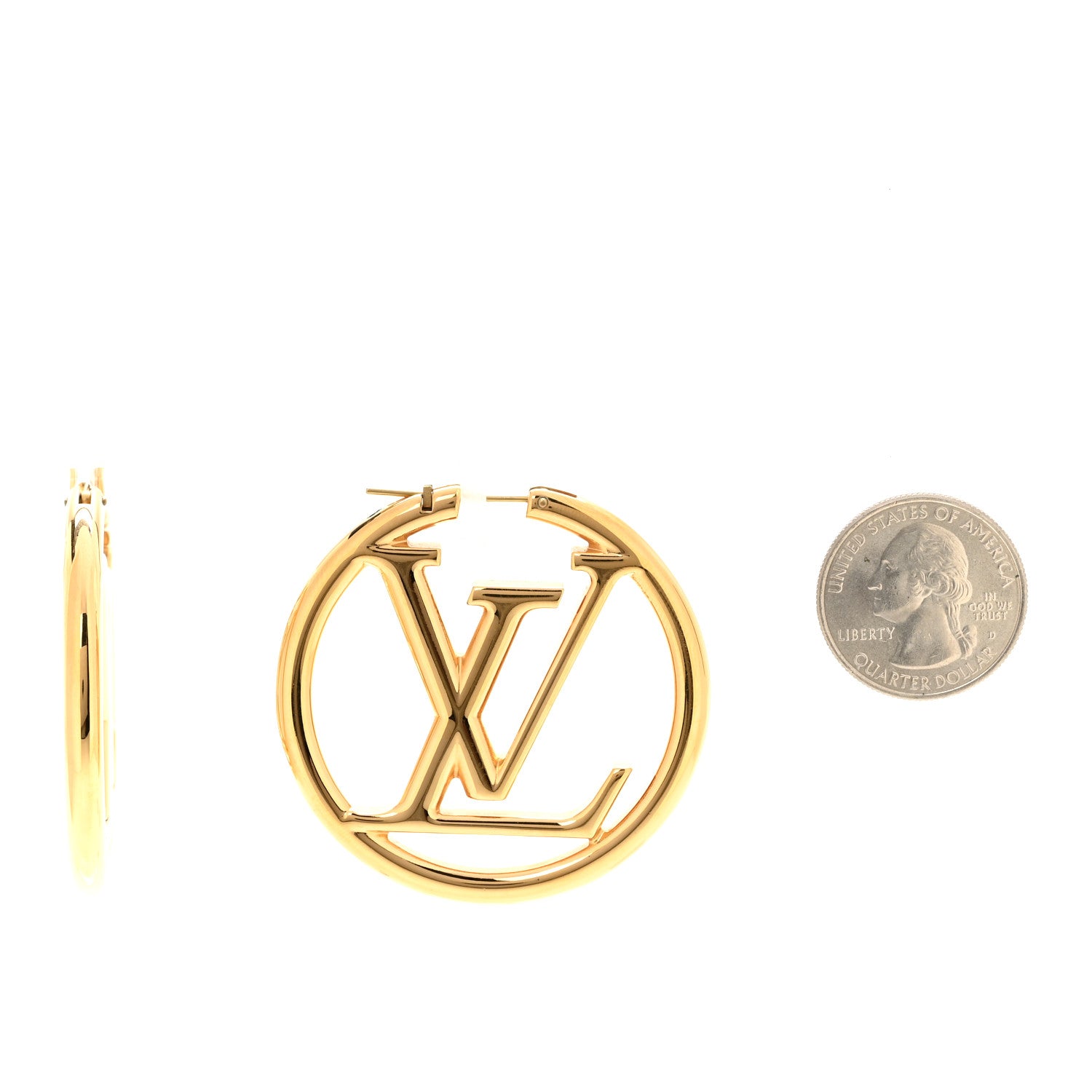 Louis Vuitton Metal Louise Hoop Earrings Gold 2 of 4