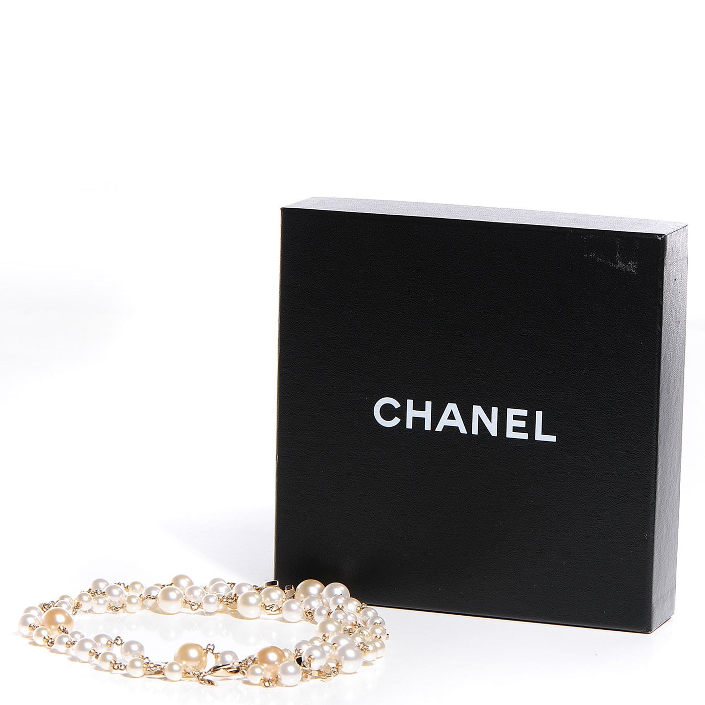 Pearl CC Long Necklace Gold