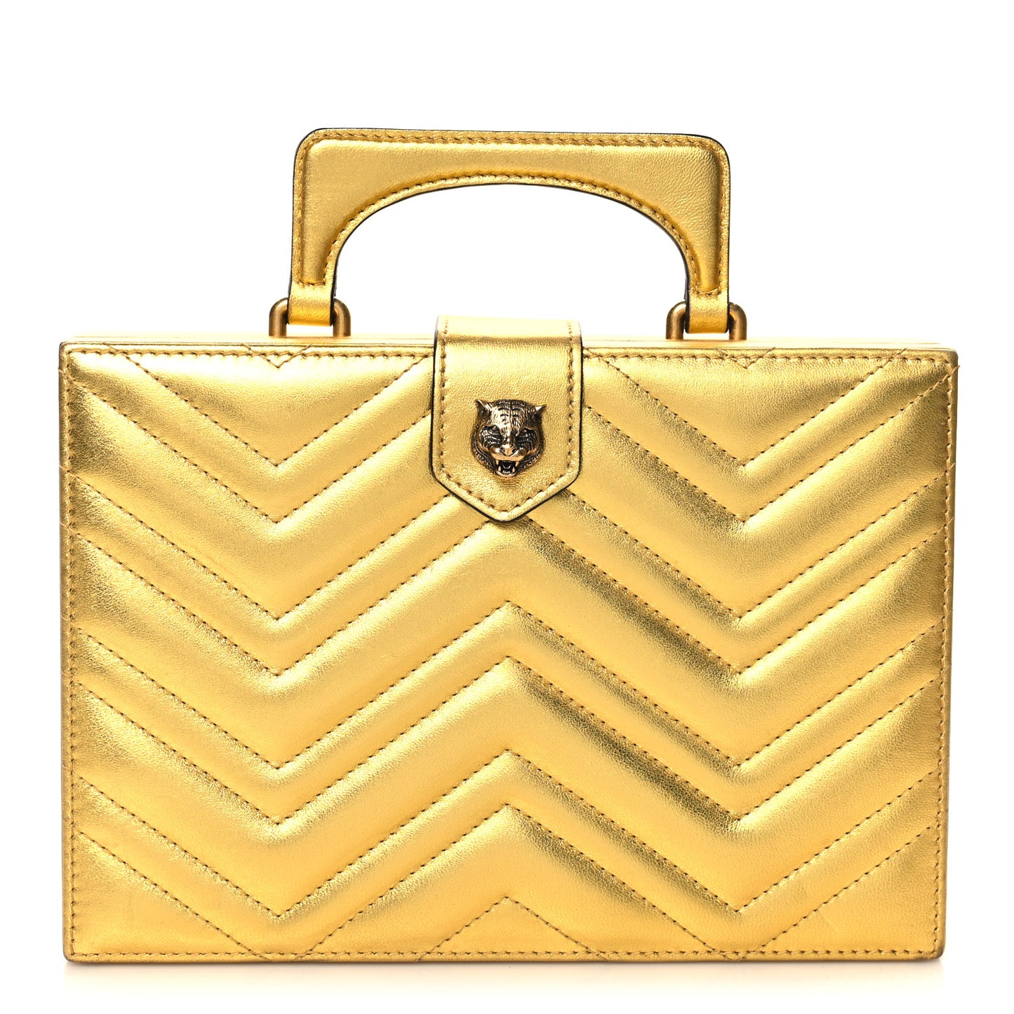Metallic Nappa Matelasse Broadway Top Handle Bag Gold