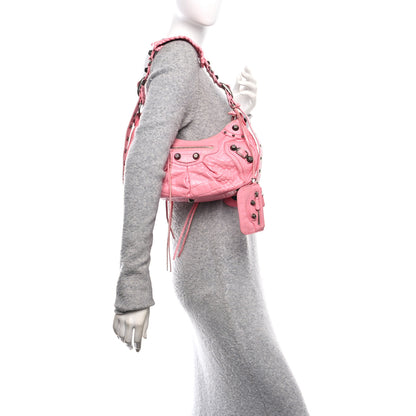 Balenciaga Extra Supple Calfskin Crocodile Embossed Small Le Cagole Shoulder Bag Sweet Pink 3 of 21
