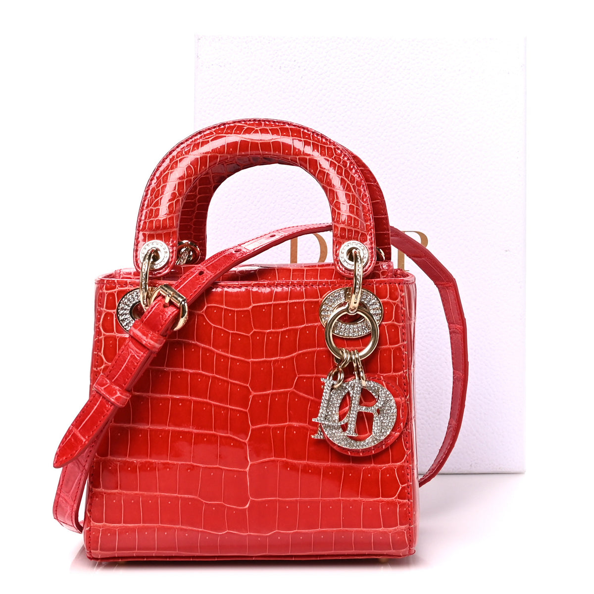 Crocodile Crystal Mini Lady Dior Green