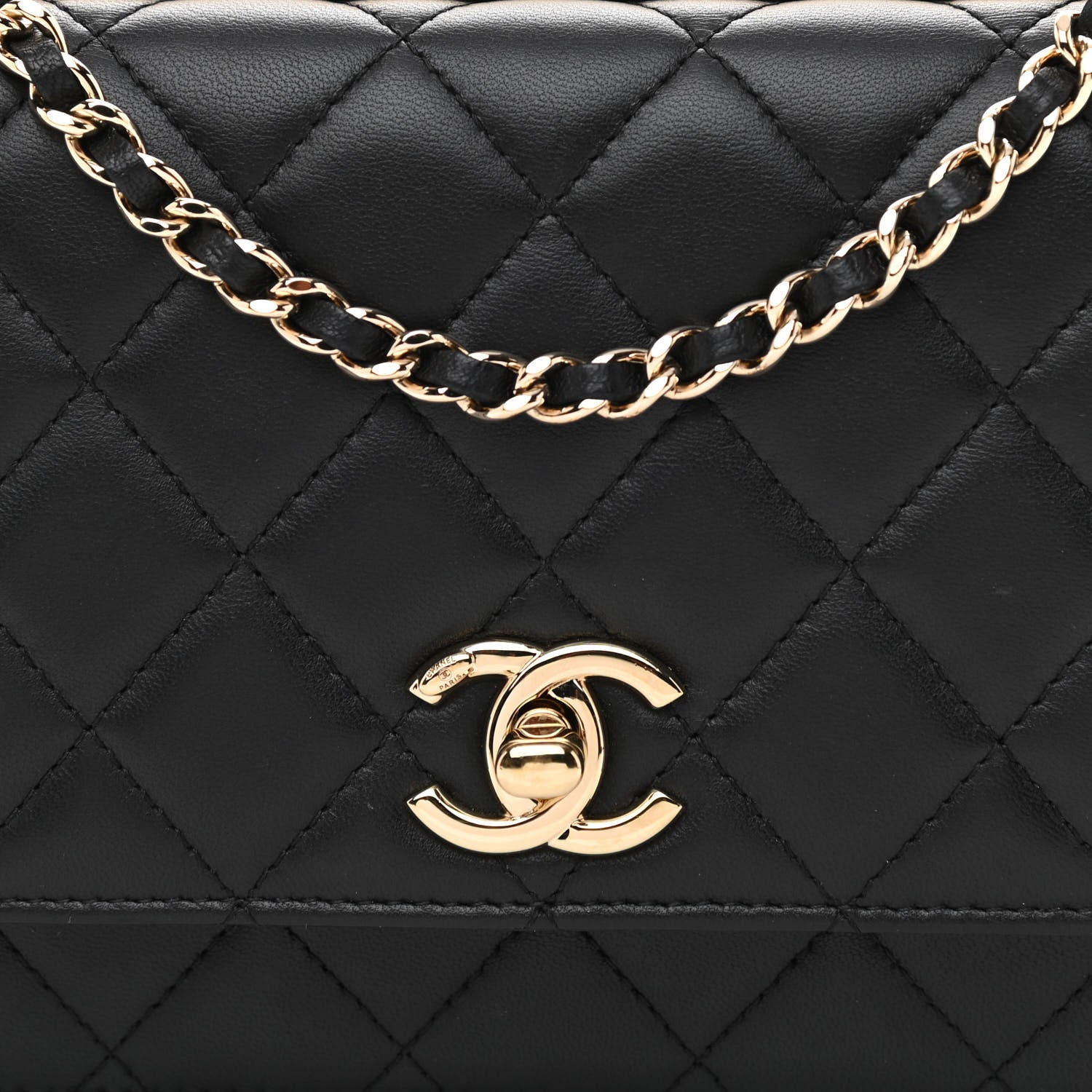 Chanel Lambskin Quilted Trendy CC Wallet On Chain WOC Black 9 of 11