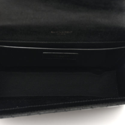 Saint Laurent Grain De Poudre Textured Mixed Matelasse Triquilt Medium Monogram Monochrome Satchel Black 5 of 10