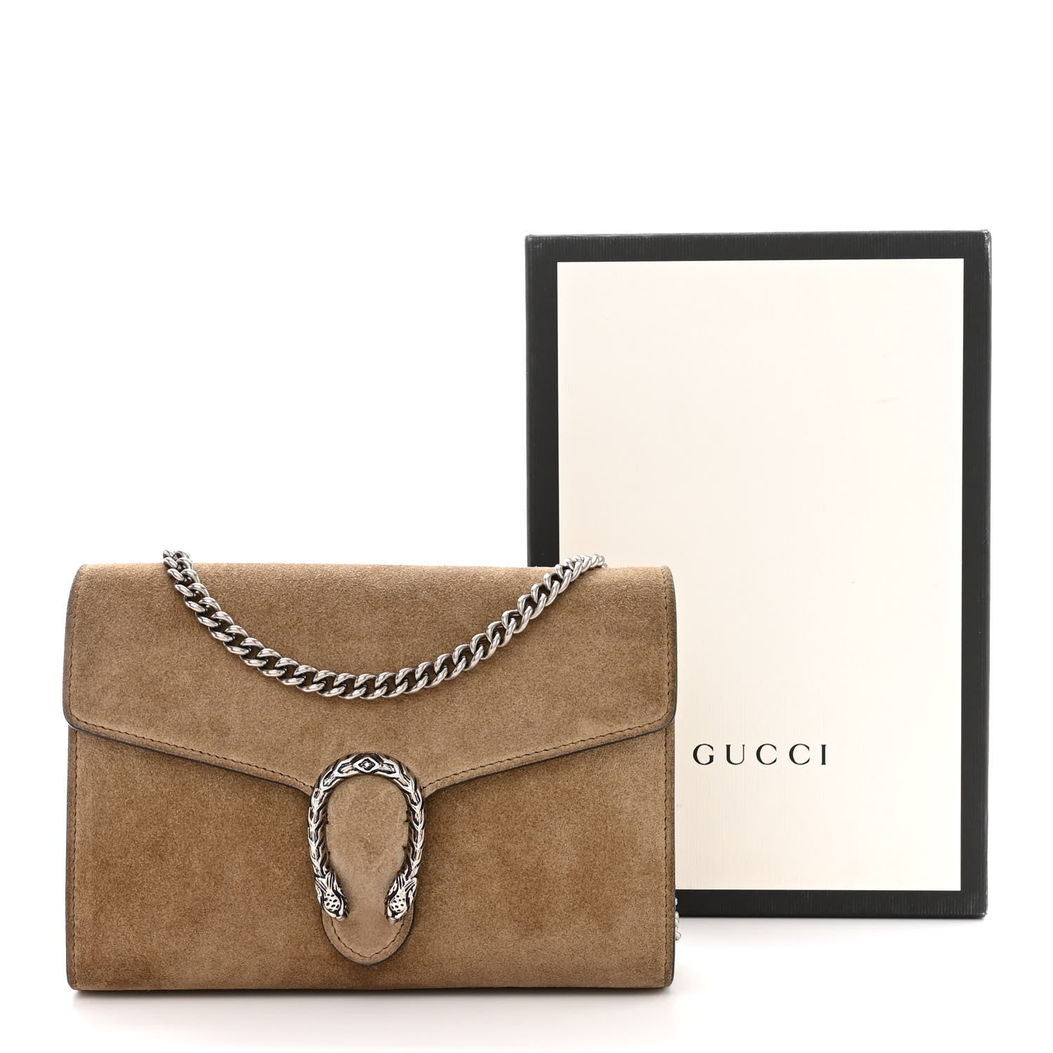 Gucci Suede Mini Dionysus Chain Wallet Taupe 12 of 12