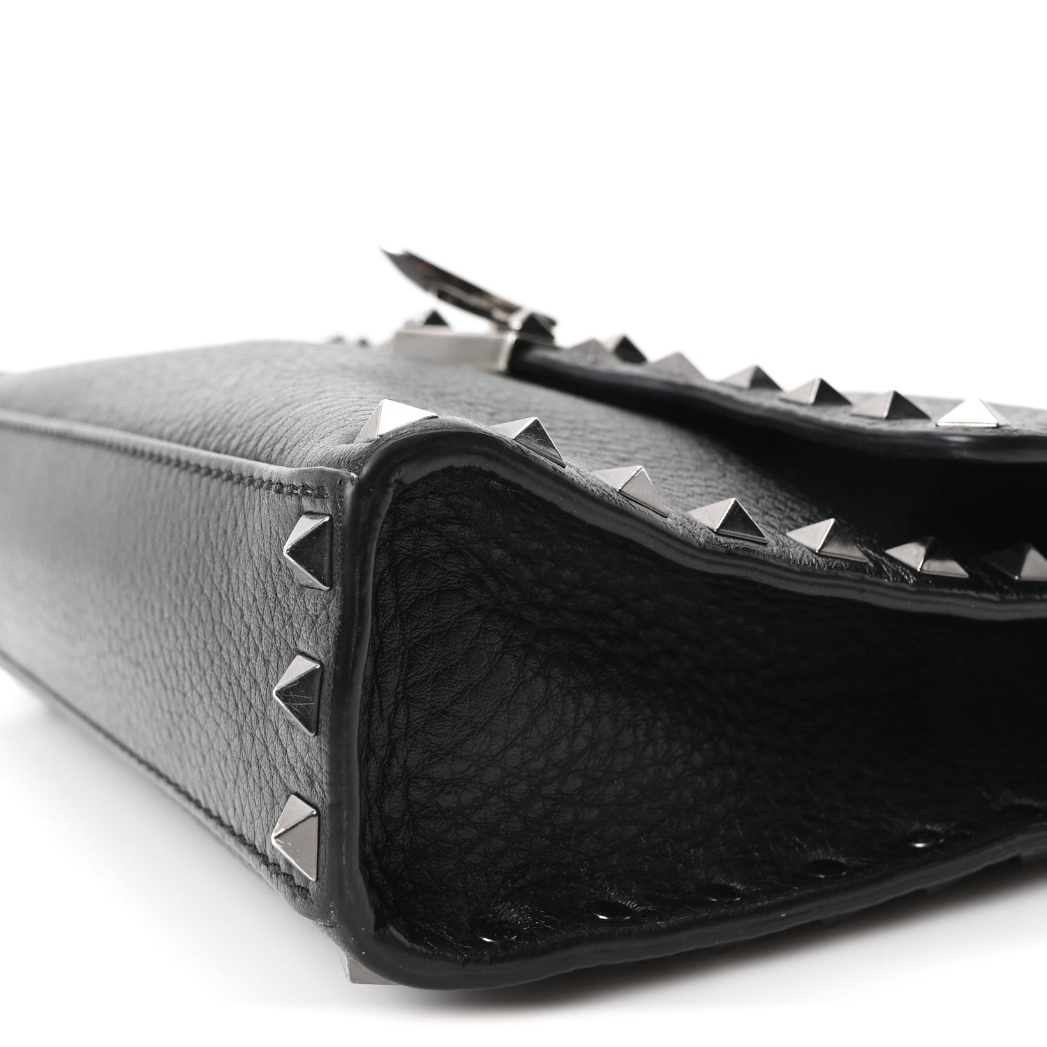 Valentino Garavani Pebbled Calfskin Monochrome Medium Rockstud Flip Lock Crossbody Bag Black 9 of 9