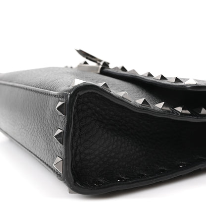 Valentino Garavani Pebbled Calfskin Monochrome Medium Rockstud Flip Lock Crossbody Bag Black 9 of 9