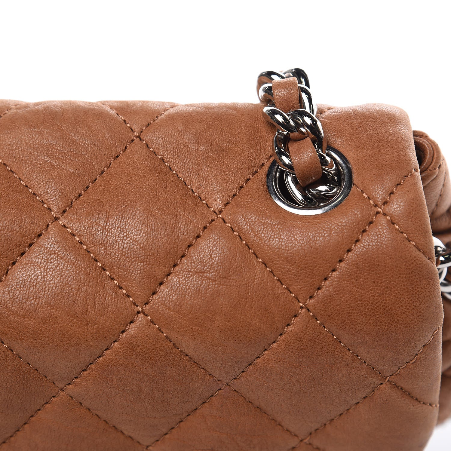 Chanel Washed Lambskin Mini Chain Around Messenger Brown 9 of 12