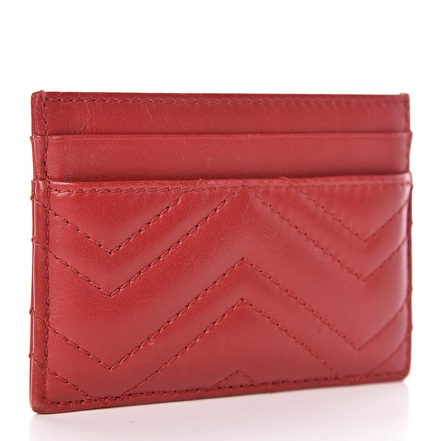 Calfskin Matelasse GG Marmont Card Holder Hibiscus Red