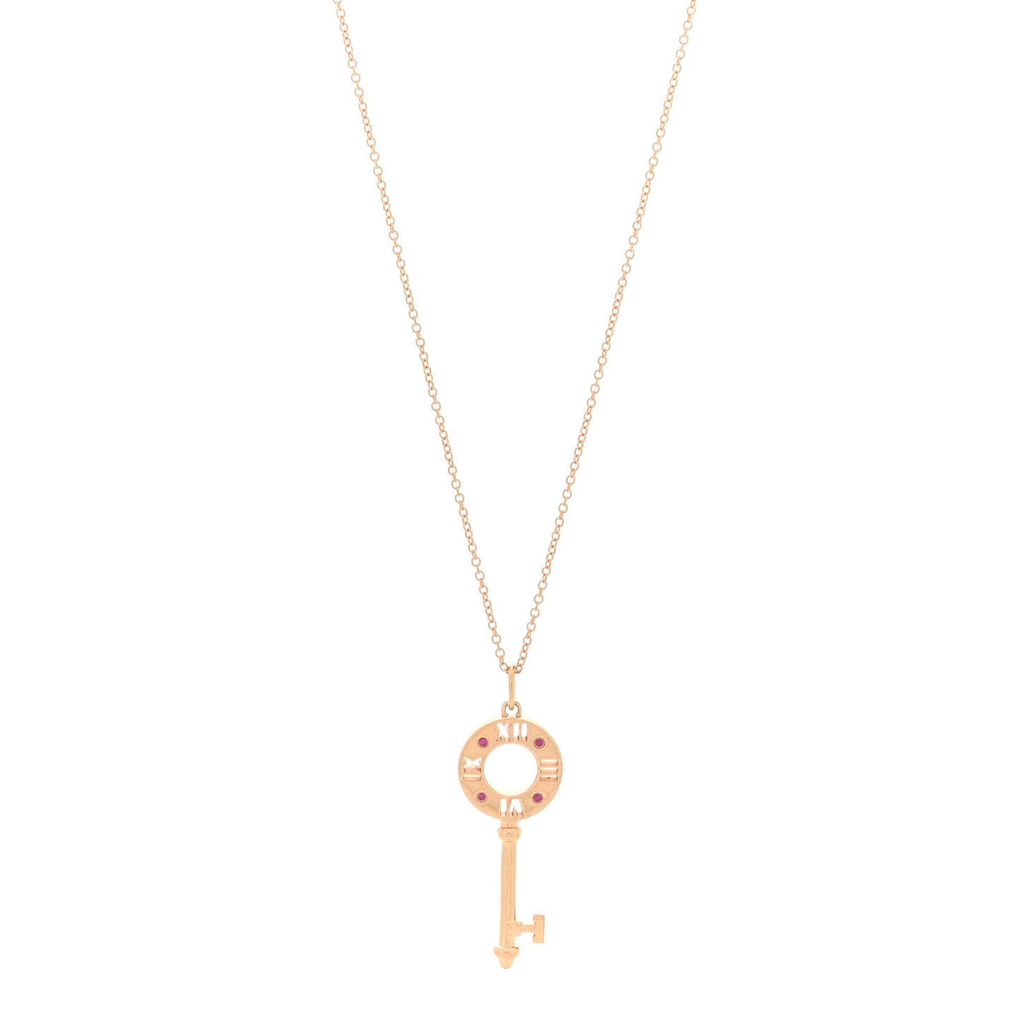 18K Rose Gold Ruby Atlas Pierced Key Pendant Necklace
