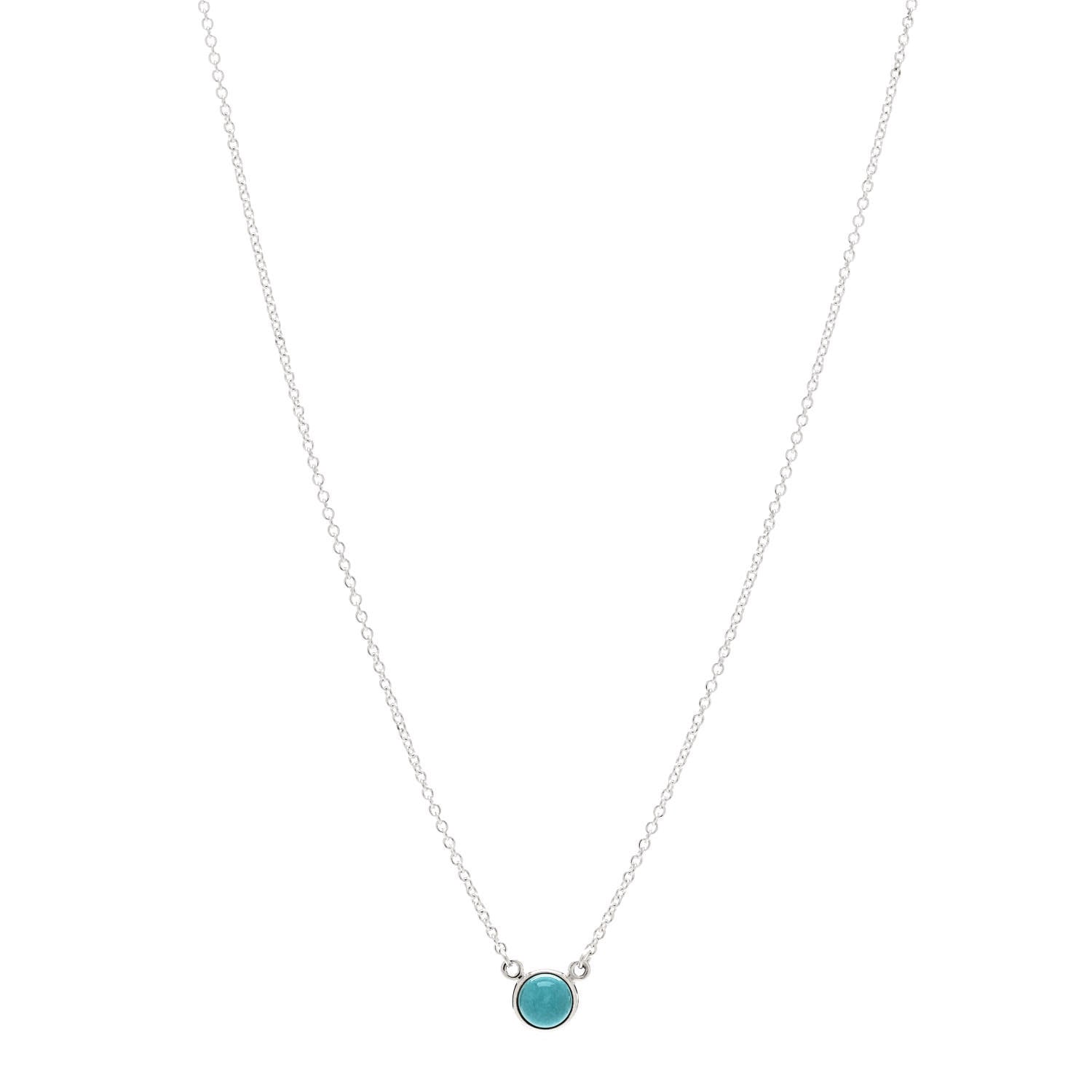 Tiffany Sterling Silver Turquoise Elsa Peretti Color by the Yard Pendant Necklace 1 of 5