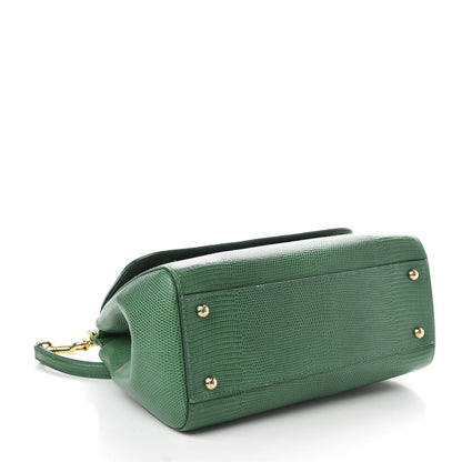 Dolce & Gabbana Iguana Calfskin Embossed Medium Miss Sicily Satchel Green 4 of 9