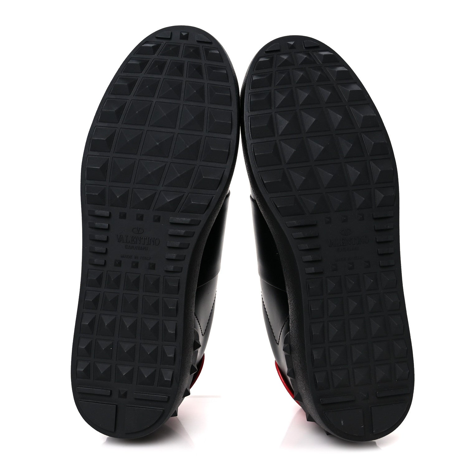Valentino Garavani Calfskin Mens Rockstud VLTN Open Sneakers 41 Black Red 6 of 9