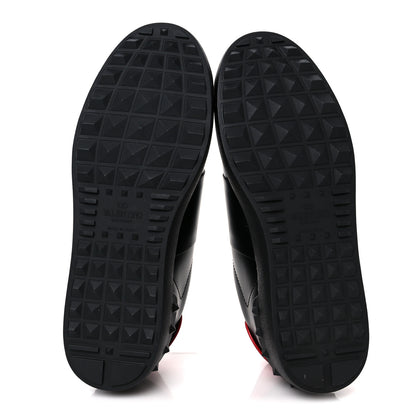 Valentino Garavani Calfskin Mens Rockstud VLTN Open Sneakers 41 Black Red 6 of 9