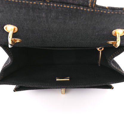 Chanel Denim Quilted Double You Mini Flap Black Golden 5 of 11