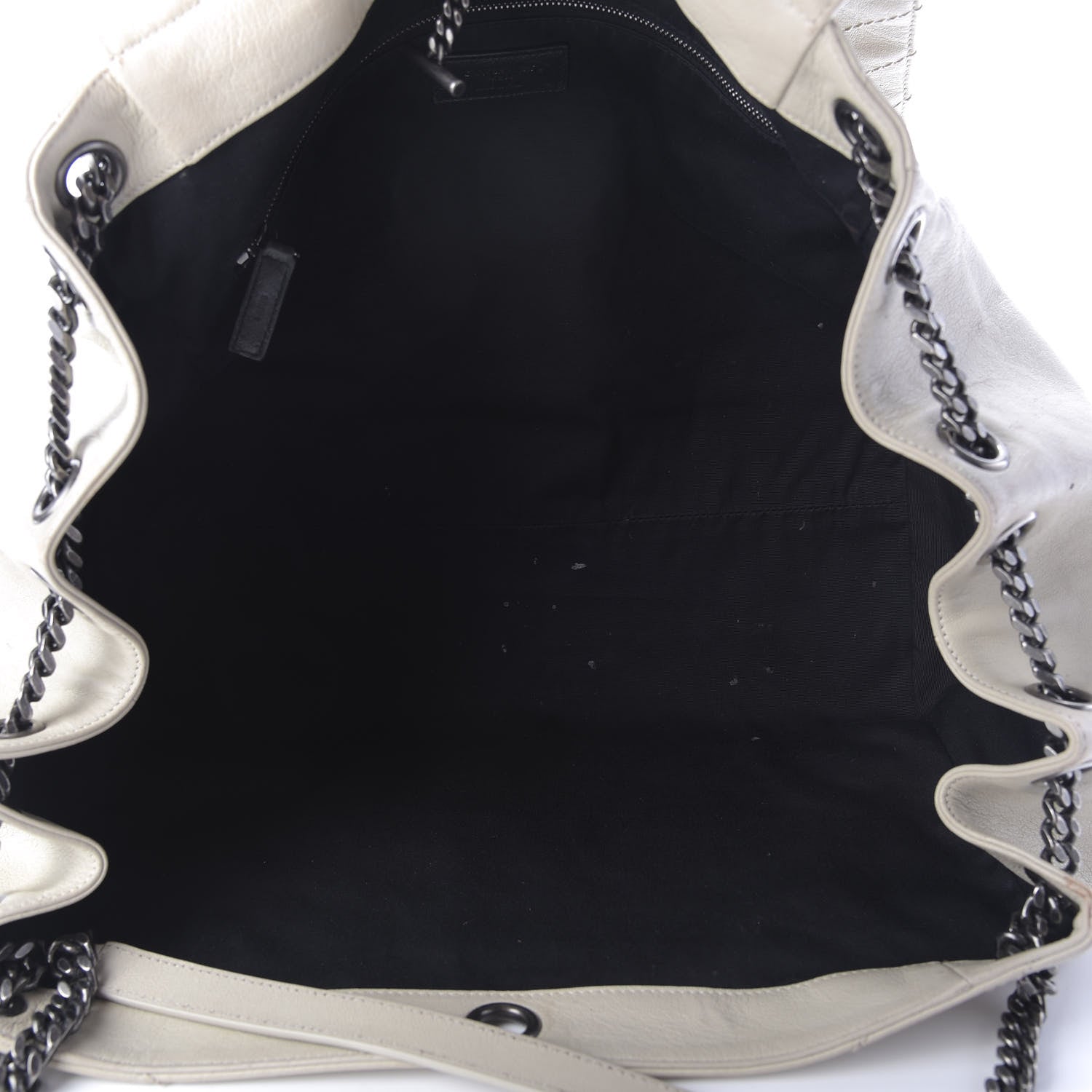 Saint Laurent Pebbled Lambskin Chevron Monogram Large Nolita White Vintage 5 of 9