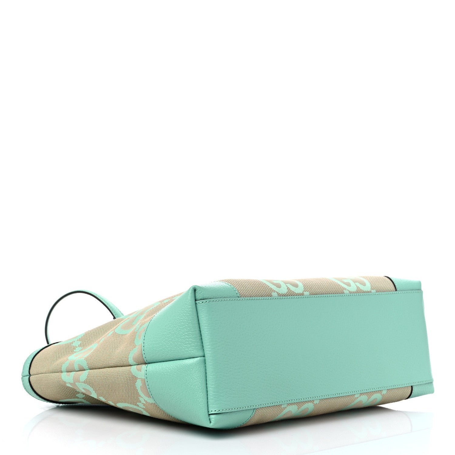 Gucci Monogram Jumbo GG Textured Dollar Calfskin Medium Ophidia Shopping Tote Beige Pepperlight Mint 4 of 10