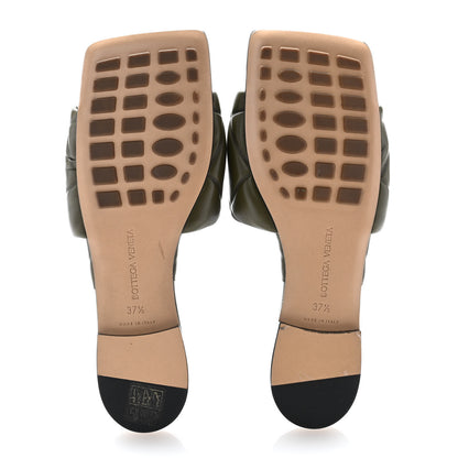 Bottega Veneta Nappa Quilted Rubber Lido Flat Sandals 37.5 Khaki 5 of 8