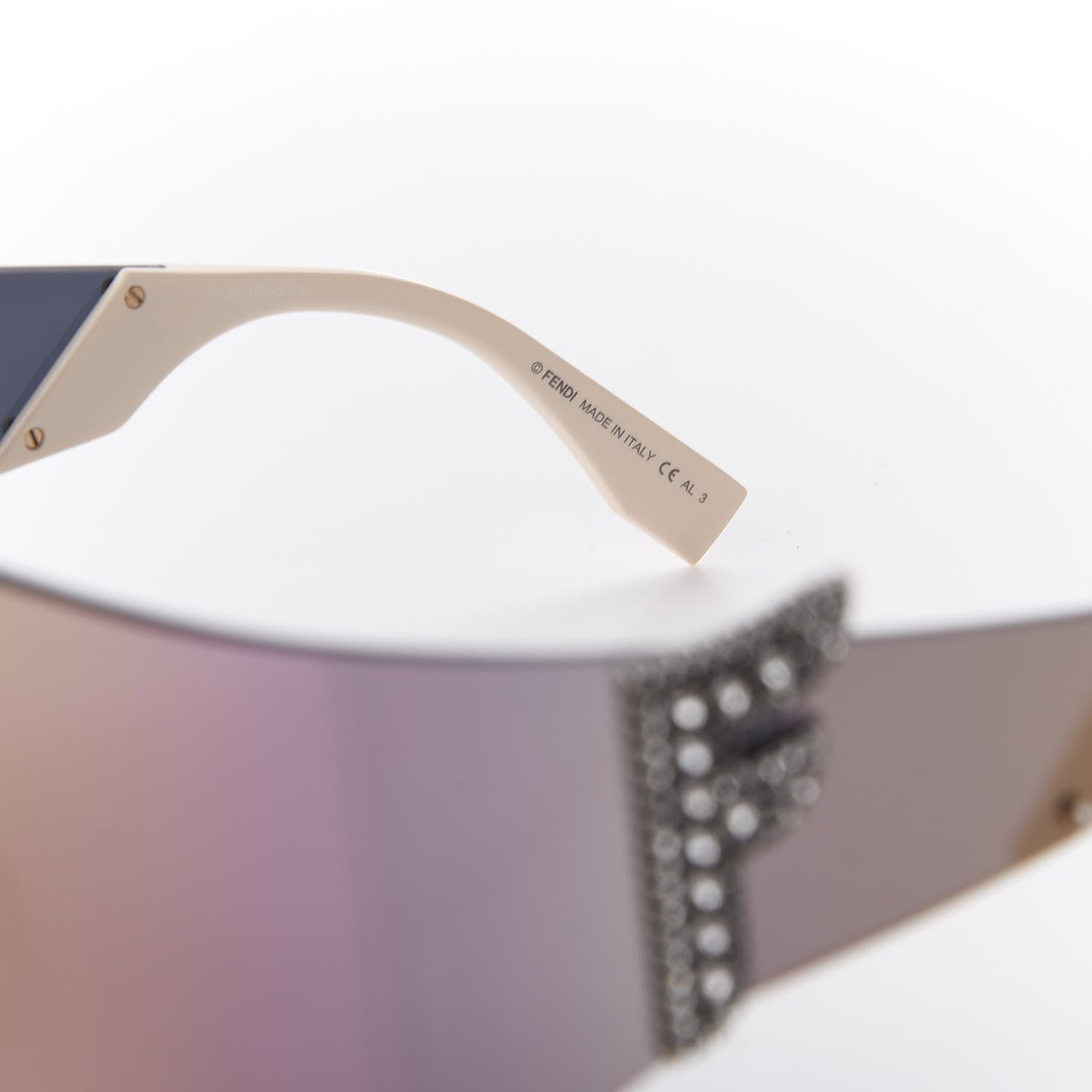 Fendi Mirrored Crystal Embellished FFreedom Shield Sunglasses FF 0382/S Pink 5 of 9