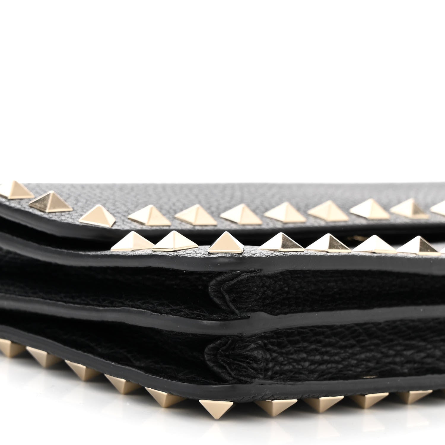 Valentino Garavani Pebbled Calfskin Rockstud Flap Wallet On Chain Black 8 of 9