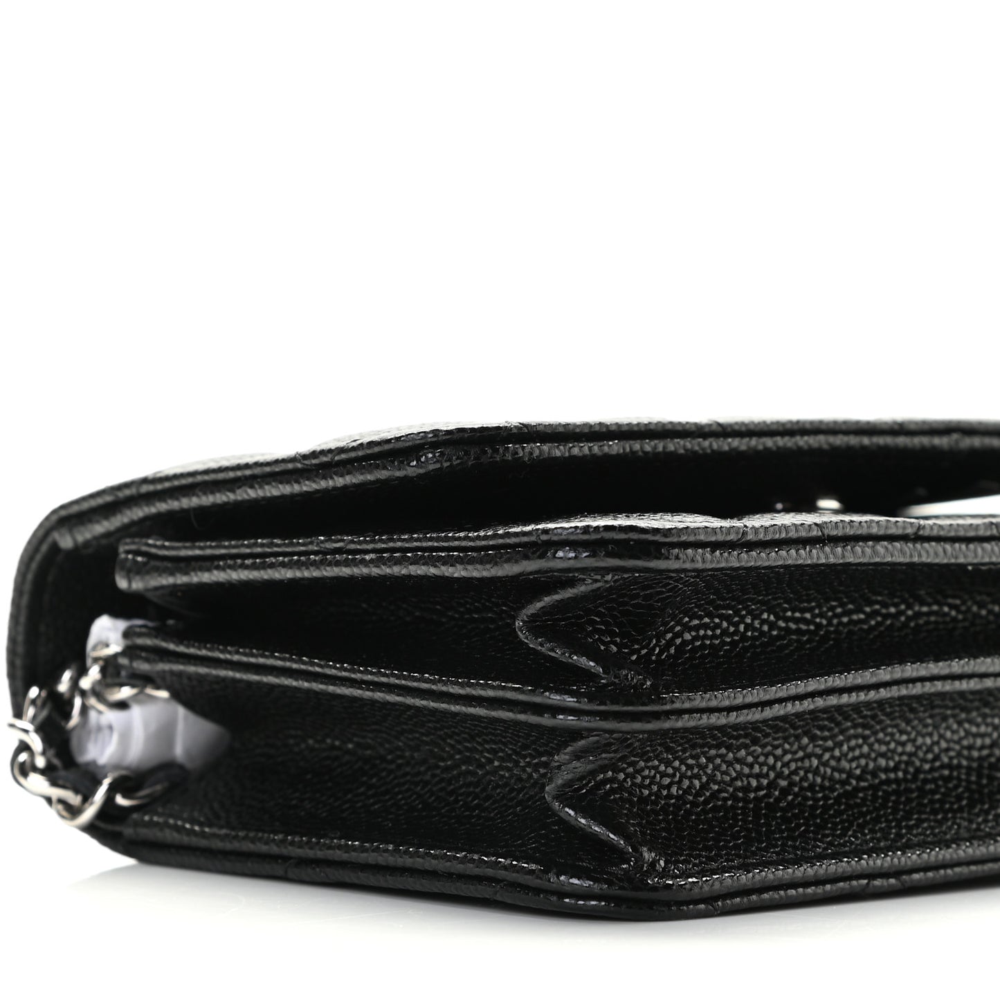 Caviar Quilted Mini Wallet On Chain WOC Black