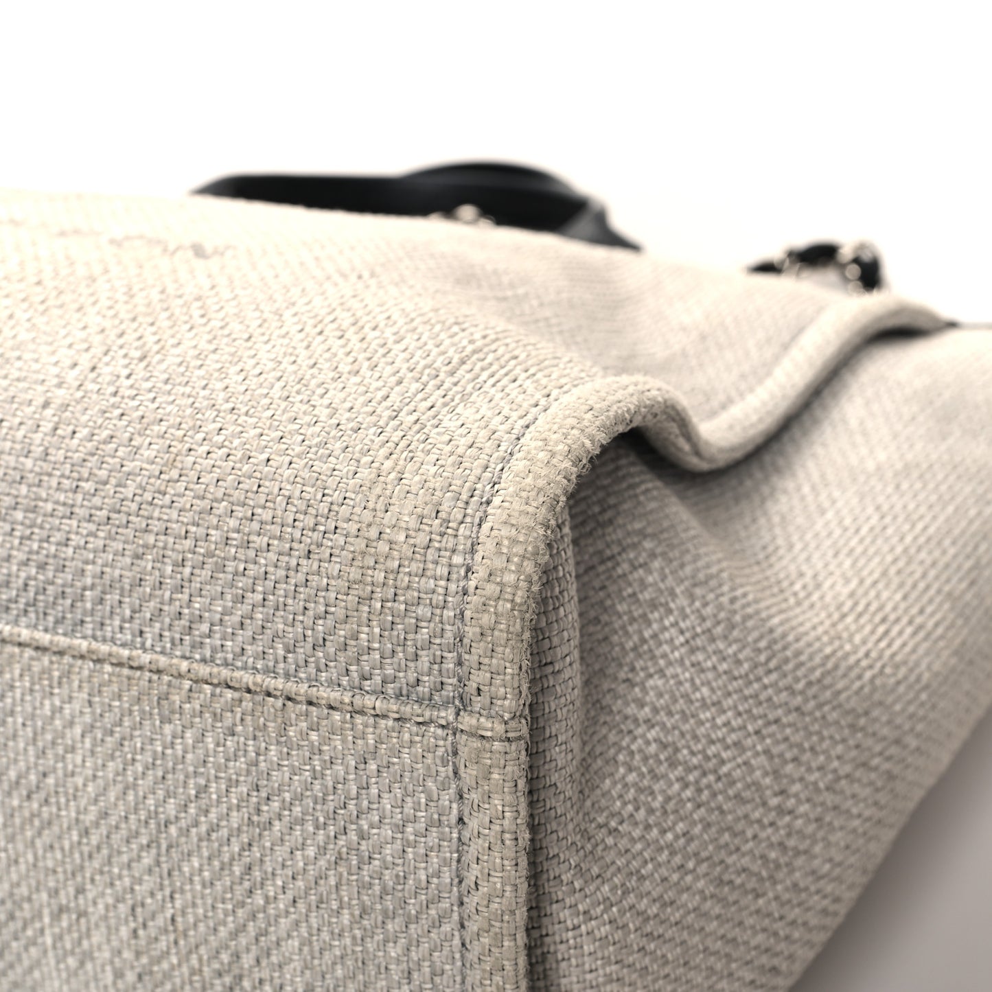 Woven Straw Raffia Medium Deauville Tote Grey