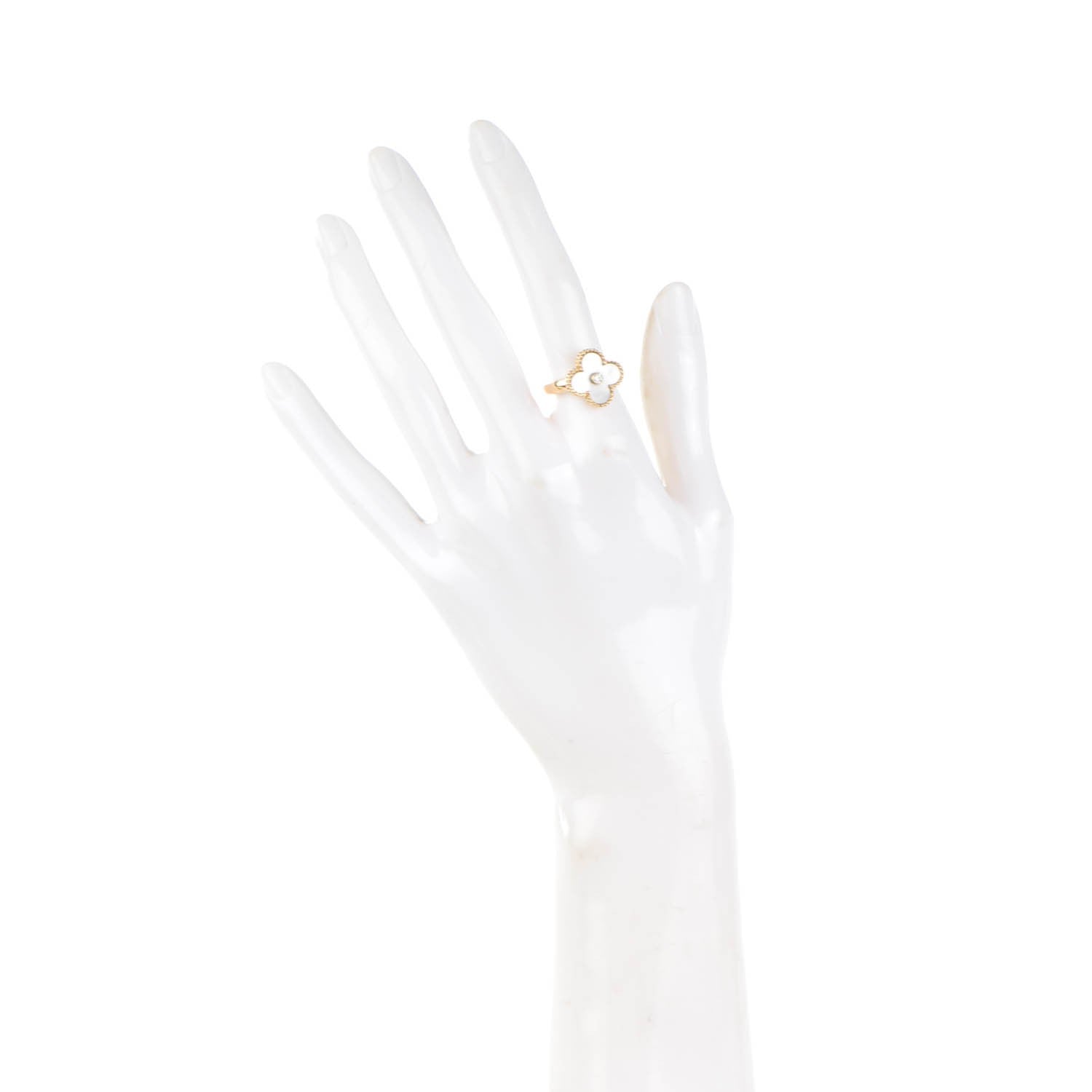 Van Cleef & Arpels 18K Yellow Gold Mother of Pearl Vintage Alhambra Ring 52 6 2 of 7