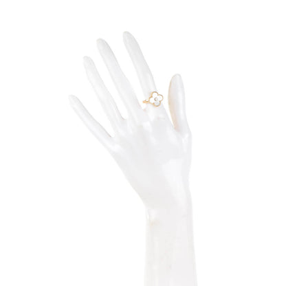 Van Cleef & Arpels 18K Yellow Gold Mother of Pearl Vintage Alhambra Ring 52 6 2 of 7